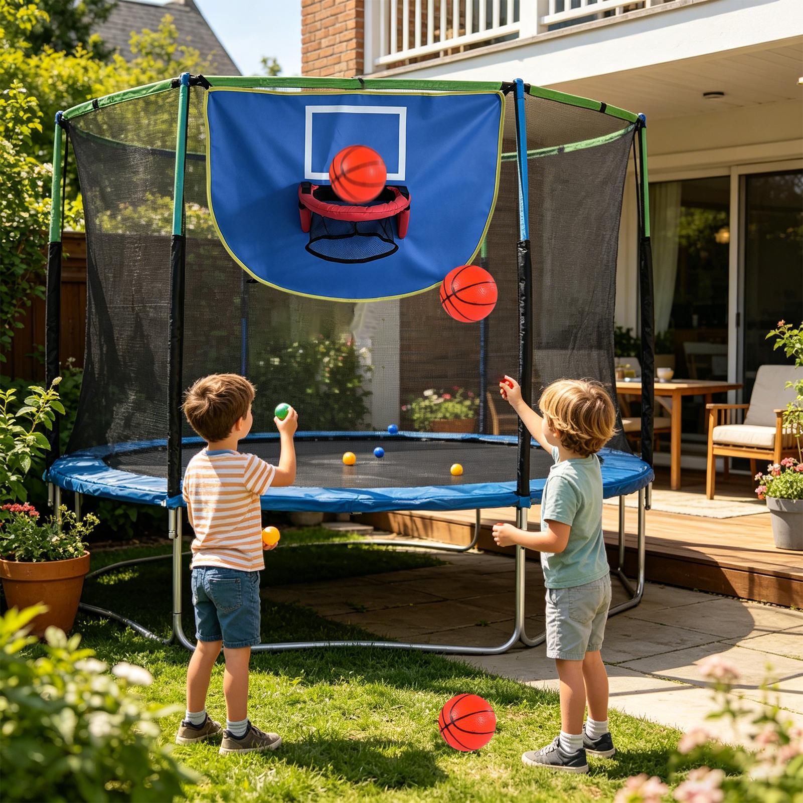 Basketball Hoop Kids Indoor - Trampoline Hoop with Pump & 3