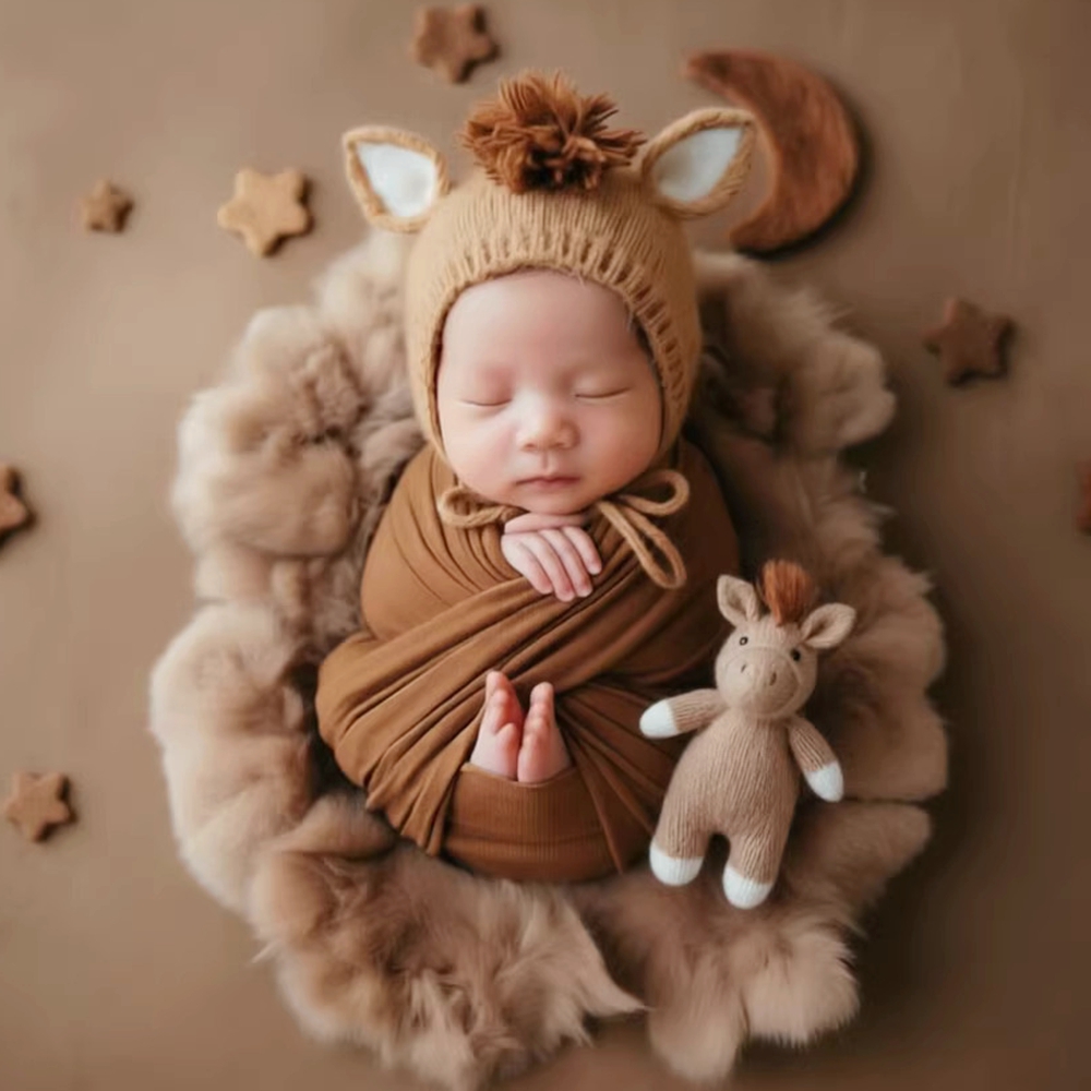 Kids Toys New Born - Knitted Horse Hat with Doll Newborn