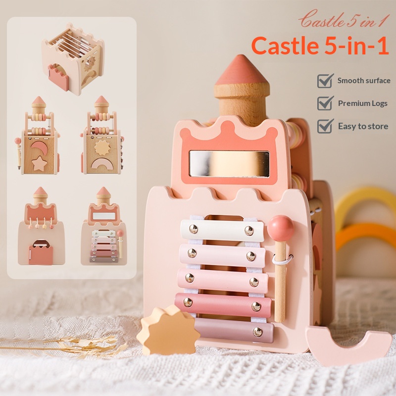 Wooden Castle 5 In 1 Activity  - огляд і ціна Kids Toys Xylophone